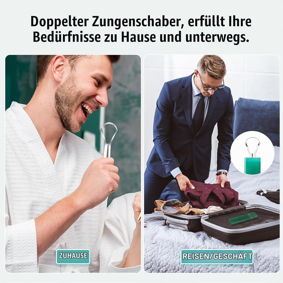 RONAVO Zungenschaber-Reiniger für Erwachsene und Kinder, mit praktischem Reiseetui, professioneller