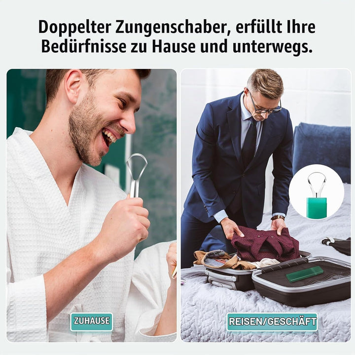 RONAVO Zungenschaber-Reiniger für Erwachsene und Kinder, mit praktischem Reiseetui, professioneller