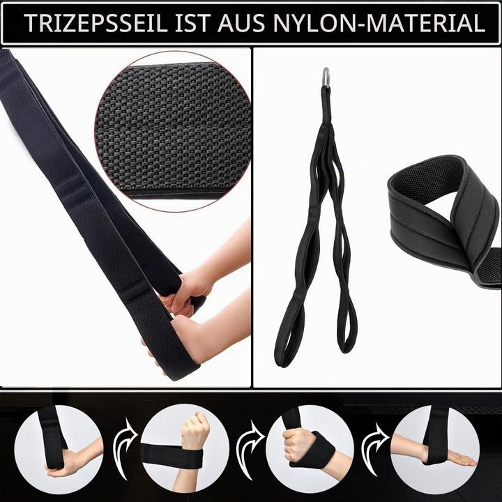 trizepsseil für Fitnessstudio mit grösserem Bewegungsbereich, 3 Segmente &amp; gepolsterte trizeps Seil,