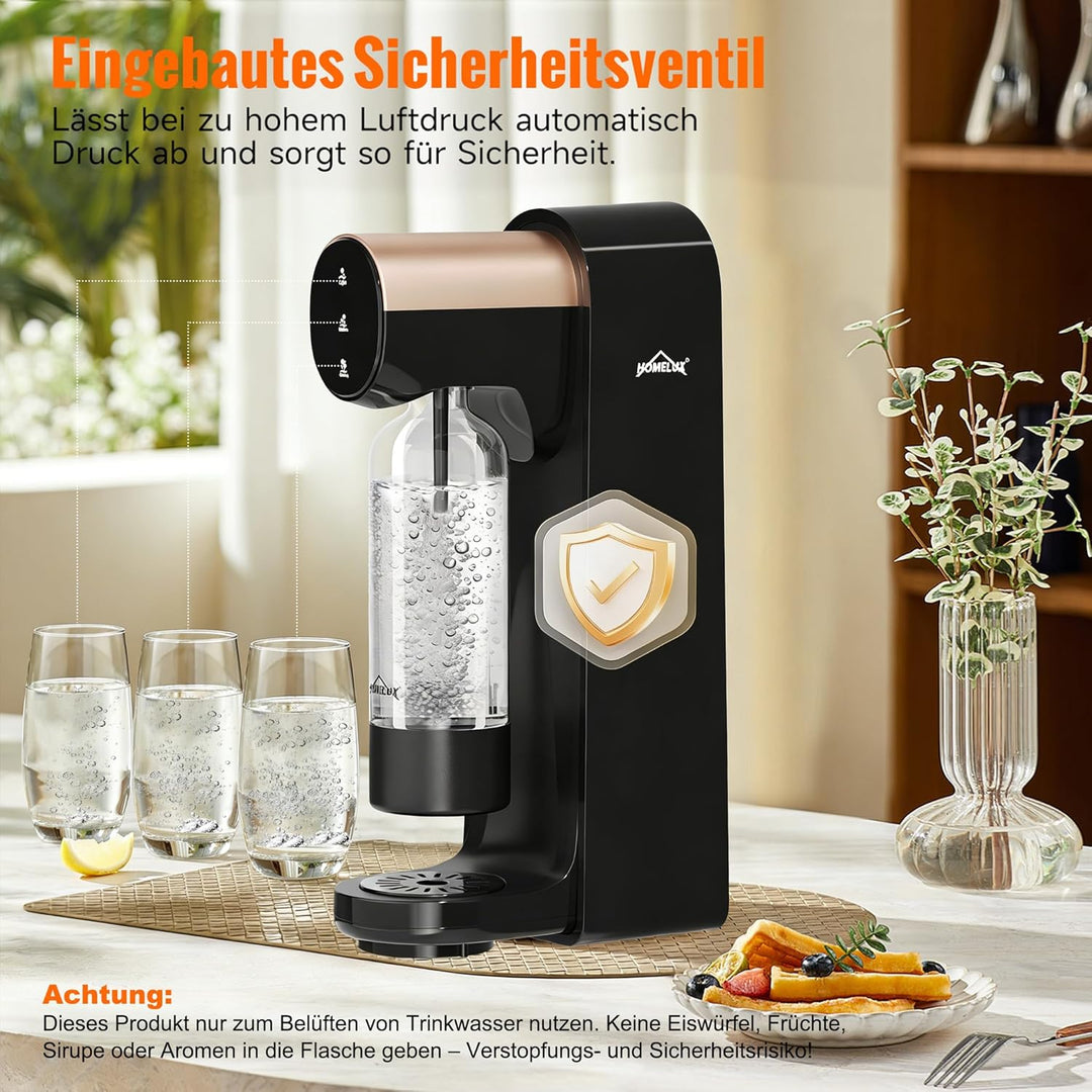 HOMELUX Wassersprudler,Sprudelwasser Maschine,Soda Maker,Wasser Sprudel GeräT,Water Carbonator (Schw