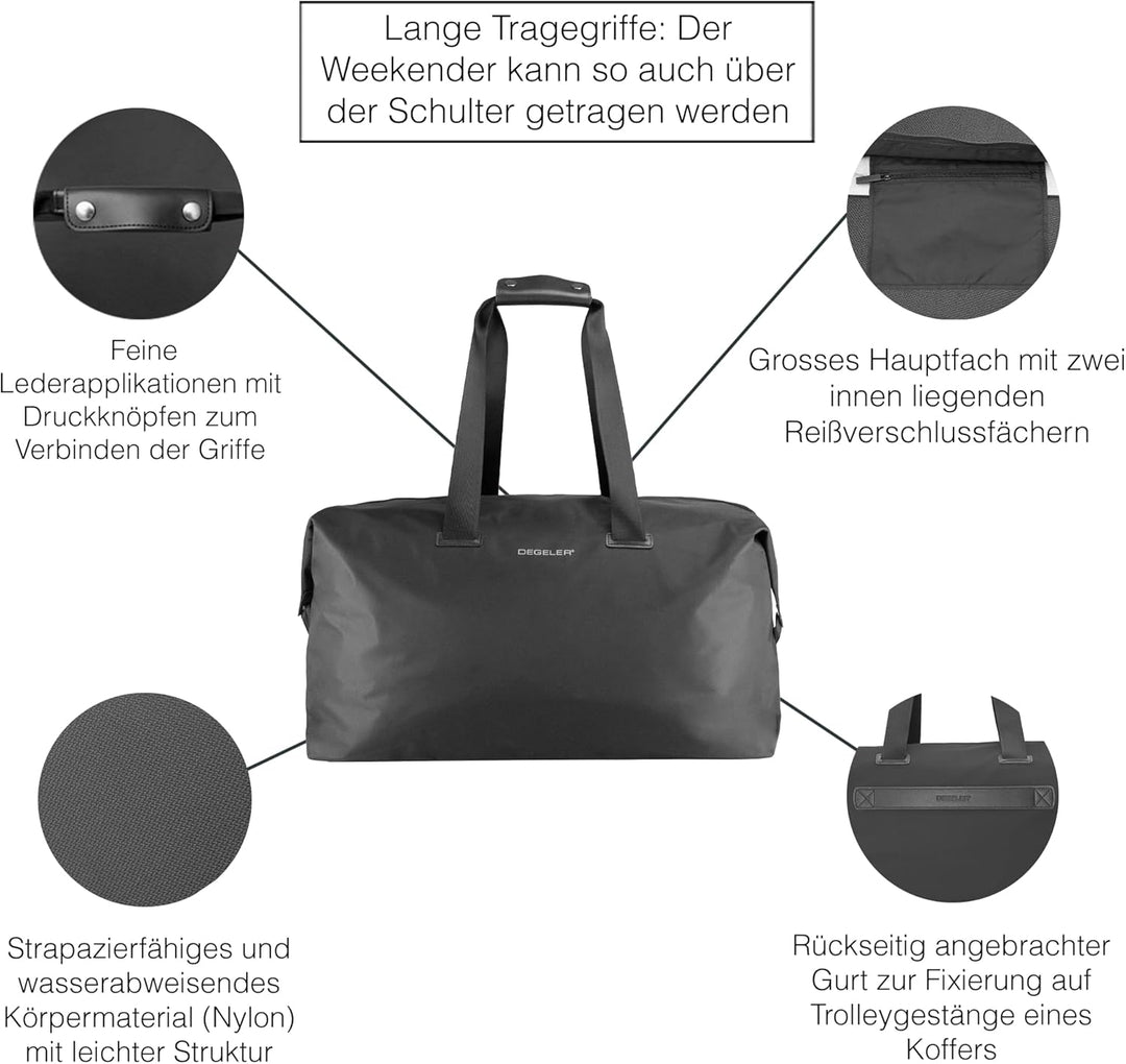 DEGELER Weekender – Elegante &amp; leichte Reisetasche fürs Handgepäck – Duffel Bag Tasche universell ei