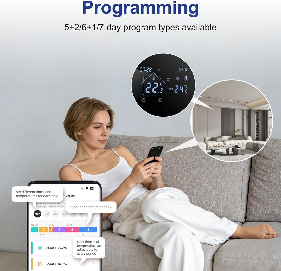Smart Wireless Thermostat Raumthermostate, für Tuya Batteriethermostat Wifi Heizung/Kühlung Thermost