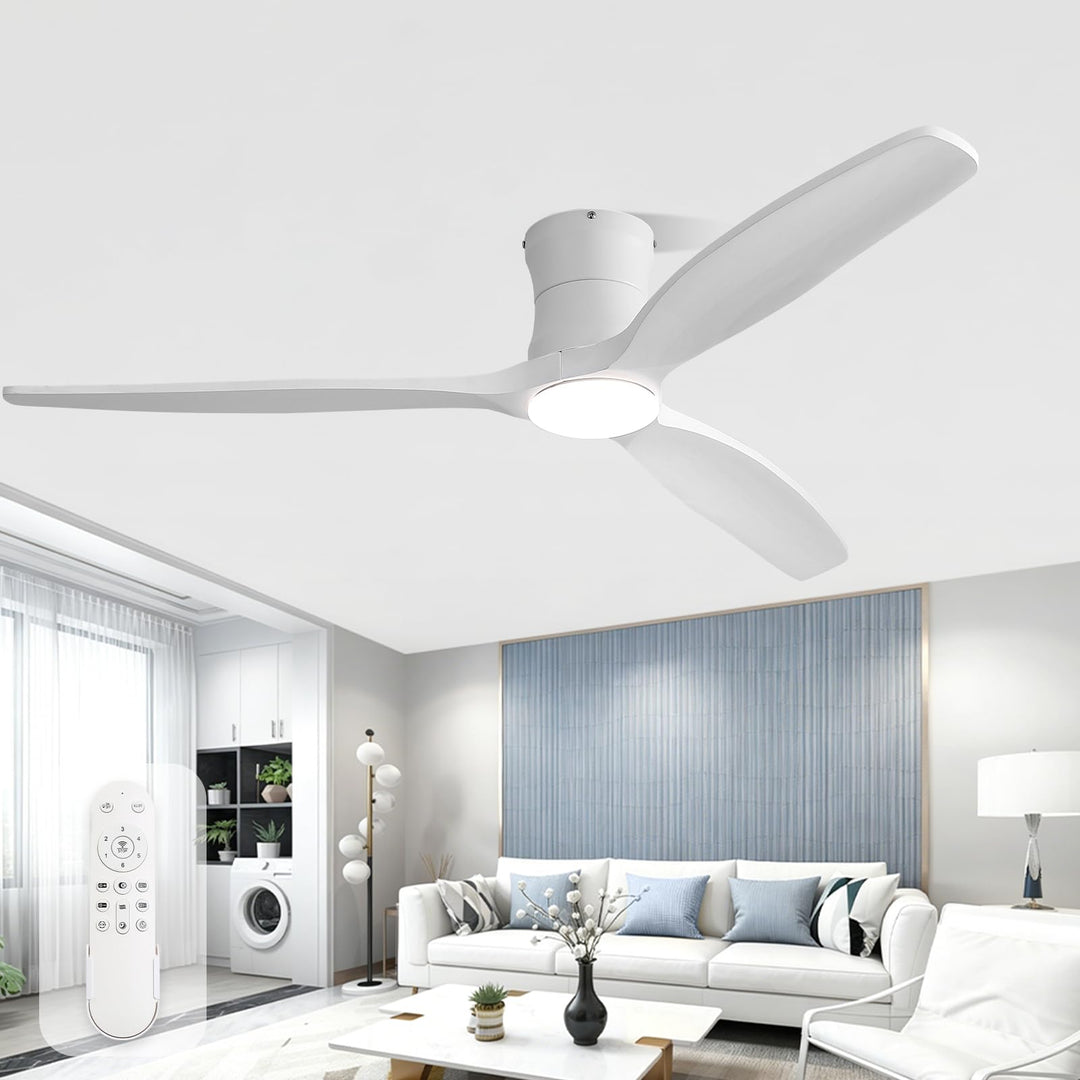 Sofucor 132cm Deckenventilator mit Beleuchtung,Massivholz Deckenventilator mit Licht und Fernbedienu