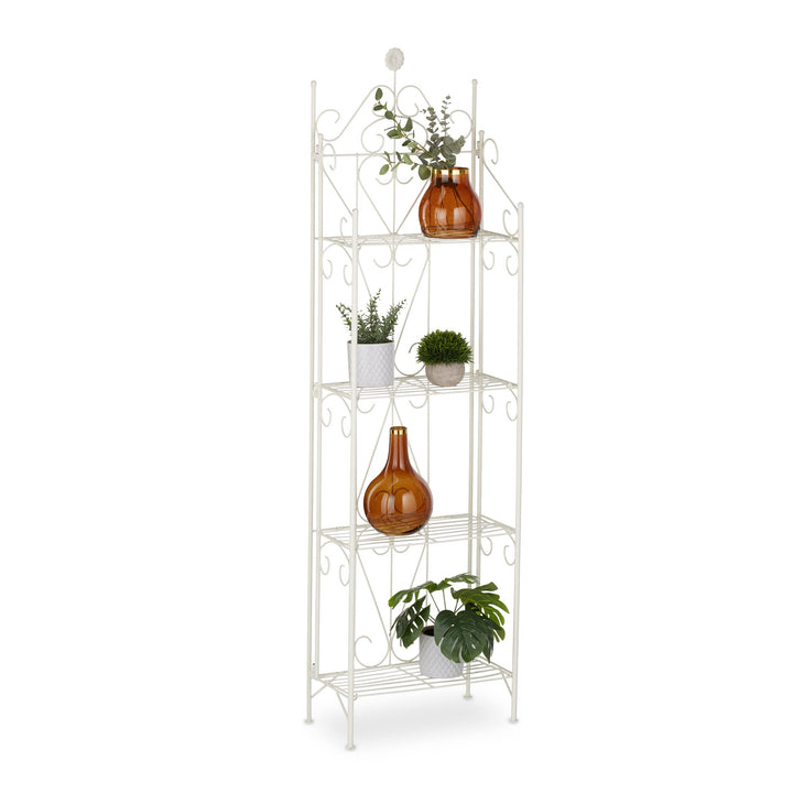 Relaxdays Pflanzenregal, Blumenständer mit 4 Ablagen, HxBxT: 156 x 46 x 25 cm, Metall, klappbar, Blu