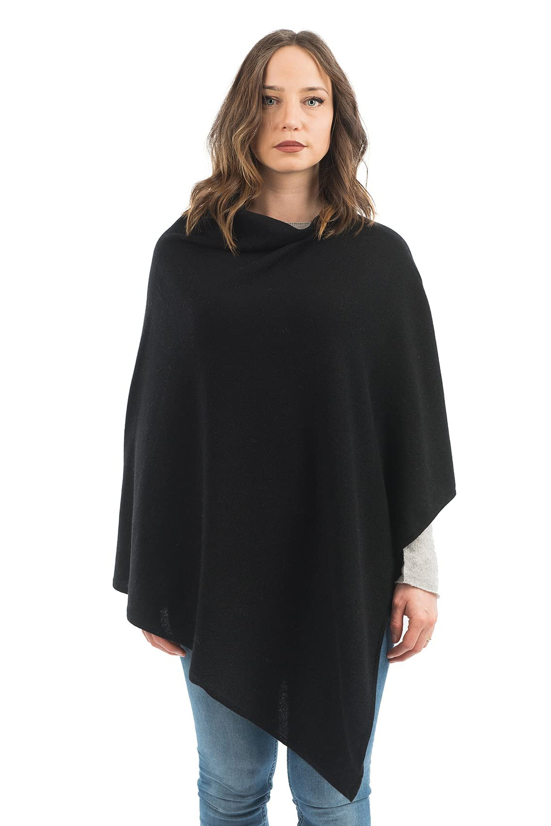 Dalle Piane Cashmere - Poncho aus Kaschmir-Gemisch - Made in Italy - Damen Einheitsgrösse Schwarz, E