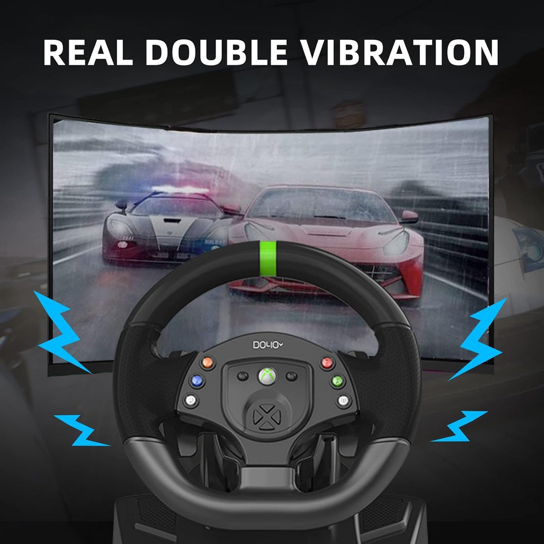 DOYO XBOX 360 Gaming Lenkrad mit Pedalen-180°,Vibrationsfeedback, Integrierter Schalthebel,Höhen-und