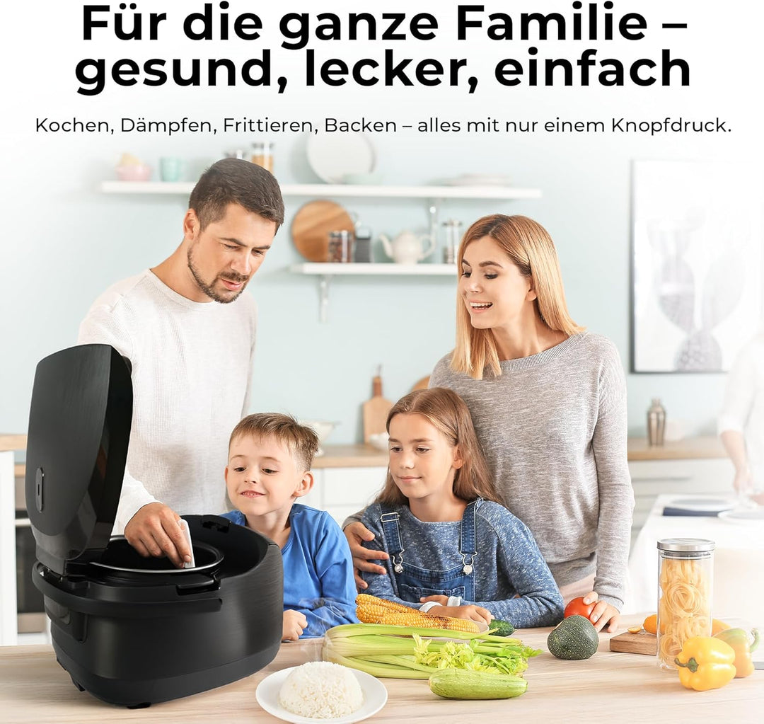 Balter Reiskocher, Multikocher mit 18 Programme, 4L Rice Cooker, Multicooker, Fuzzy-Logic, Dampfgare