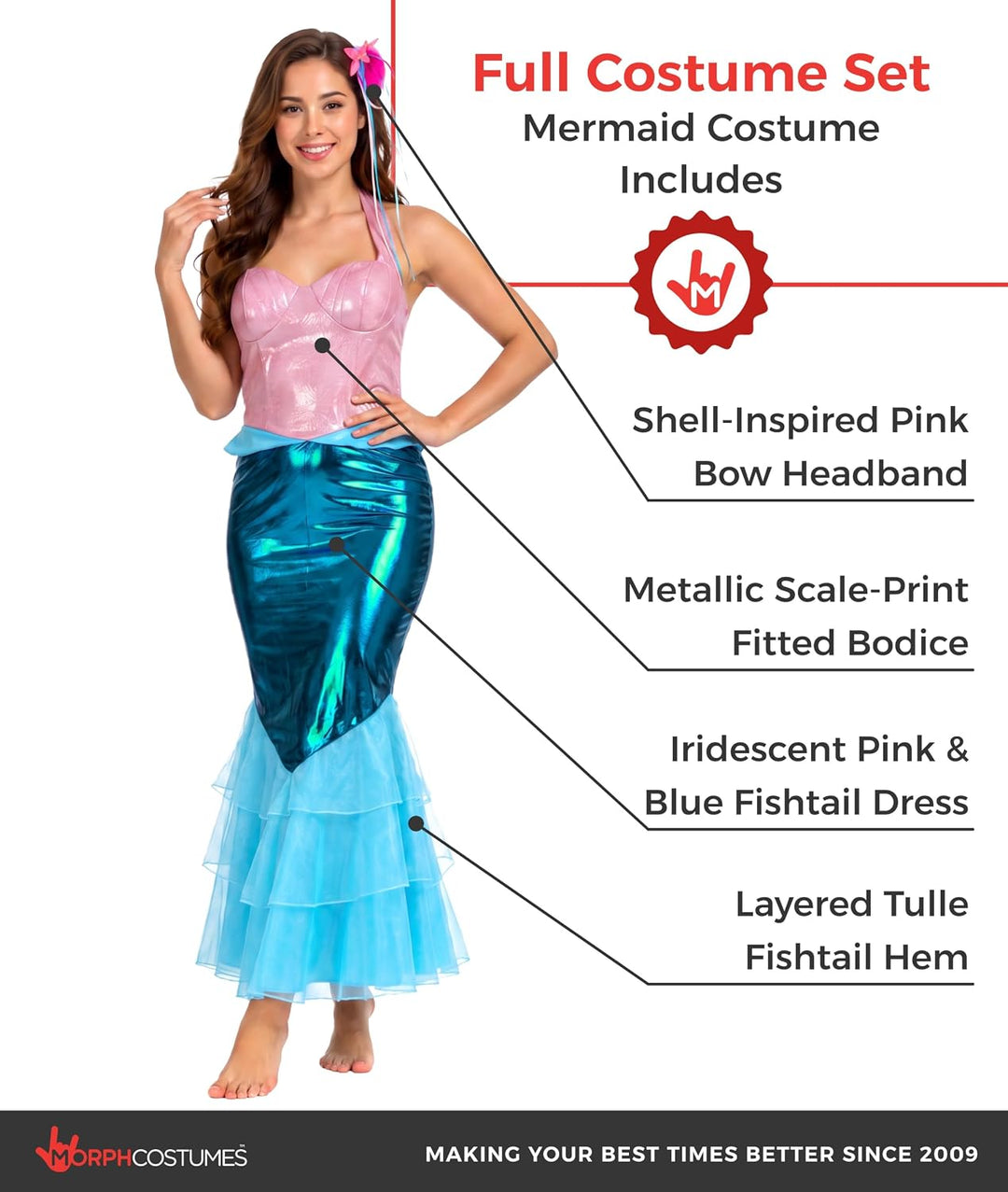 Fun Shack Meerjungfrau Kostüm Damen, Meerjungfrau Kleid Kostüm, Kostum Unterwasserwelt, Halloween Ko