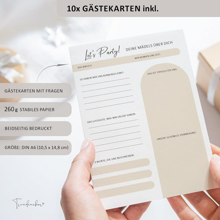 Mein JGA Gästebuch Leinen mit Goldprägung inkl. Gästekarten zum Ausfüllen - Erinnerungsbuch für Jung