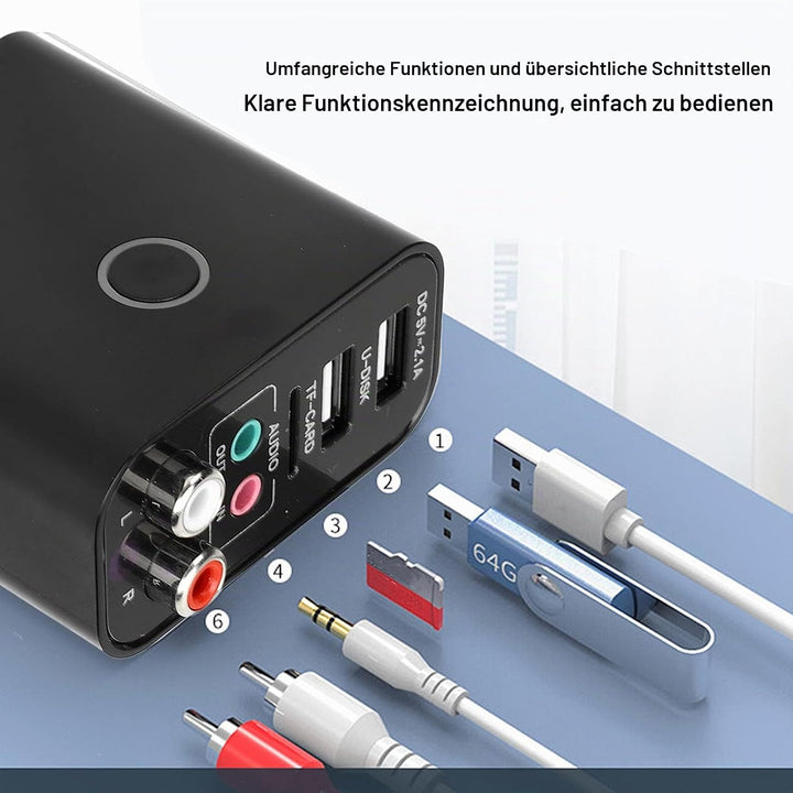 FM-Sender, 2 In 1 110-240 V Bluetooth 5.0-Empfänger-Sender, Drahtloser Audioadapter APP-Steuerung fü