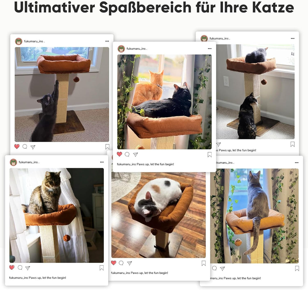 FUKUMARU Kratzbaum, 73 cm hocher Katzenbaum mit 46 x 36 cm Plattform, Retro-Stil hoher Kratzbaum mit