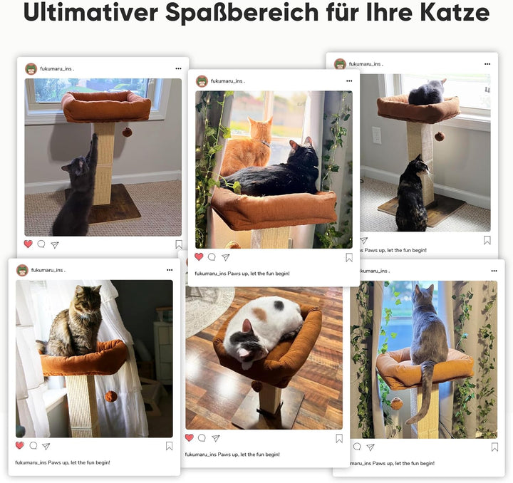 FUKUMARU Kratzbaum, 73 cm hocher Katzenbaum mit 46 x 36 cm Plattform, Retro-Stil hoher Kratzbaum mit