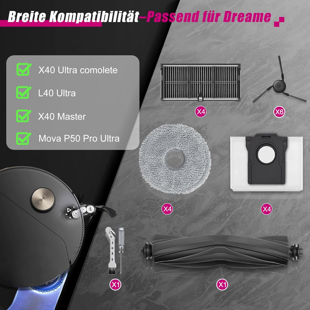 Zubehör für Dreame X40 Ultra Complete/L40 Ultra/X40 Master/Mova P50 Pro Ultra Roboter Saugroboter, 1