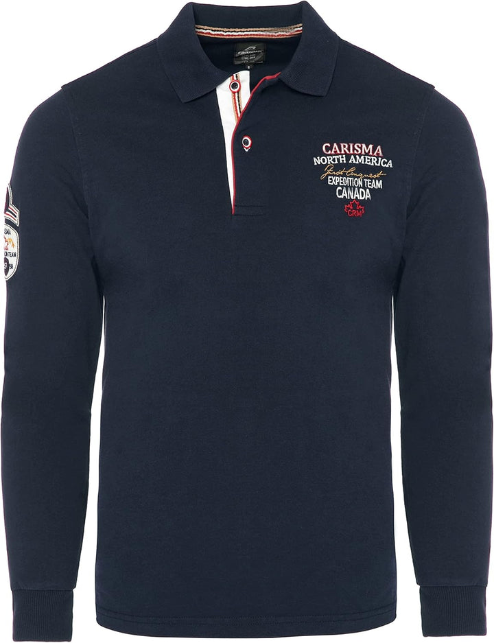 Carisma Langarm Poloshirt für Herren Baumwolle • Herren Langarmshirt mit Stickerei • Angenehmes Regu