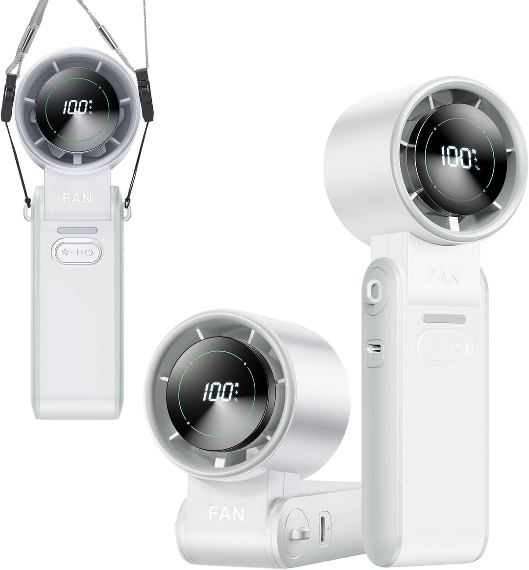 KIMMOO 3-in-1 Turbo-Handventilator – 100 Geschwindigkeiten, 20000 U/min, 12 Std. Kühlung, Digitaldis
