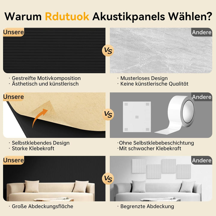 Rdutuok 4 Stücke Akustikplatten,120x60x0.9 cm Kante Hochdichte Akustik Panel Schallschutzpaneele Sch