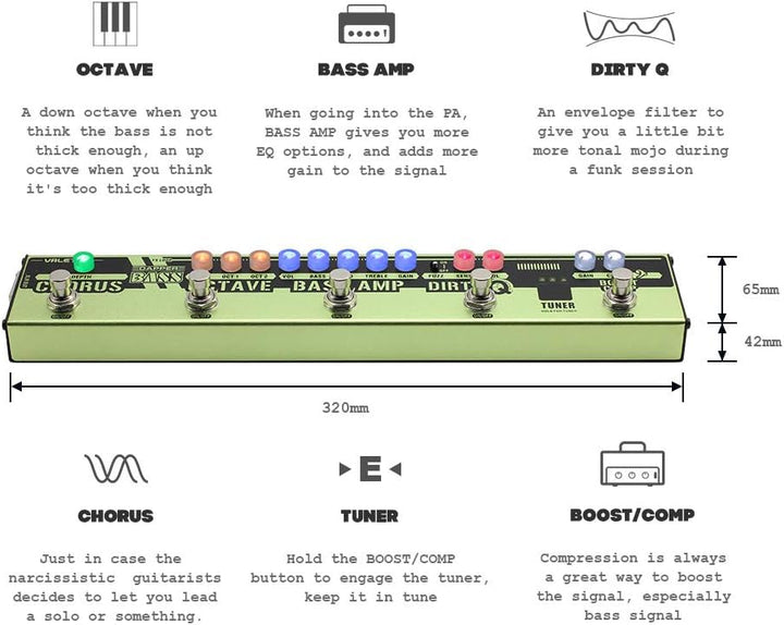 Valeton Multi Effekte Pedal Dapper Bass DI Vorverstärker Stage Session Gigging Gear