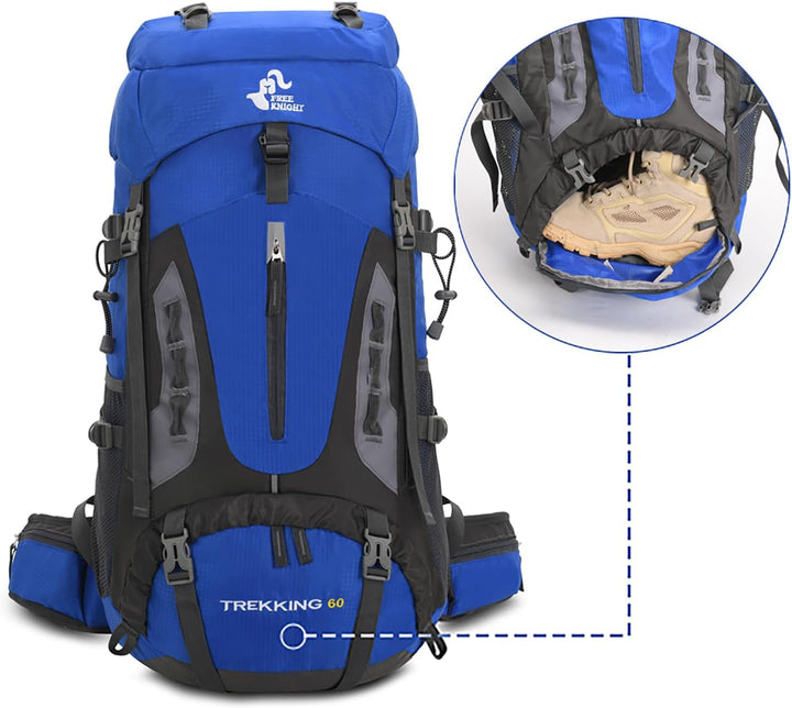 Bseash 60 l wasserdichter leichter Wanderrucksack mit Regenschutz, Outdoor-Sport, Reisen, Tagesrucks