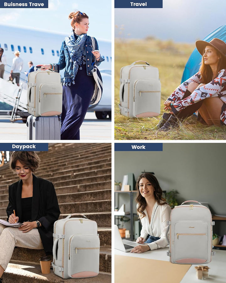 LOVEVOOK Handgepäck Rucksack Flugzeug, 45L Gross Reiserucksack Damen Kofferrucksack, Wasserdicht Rei