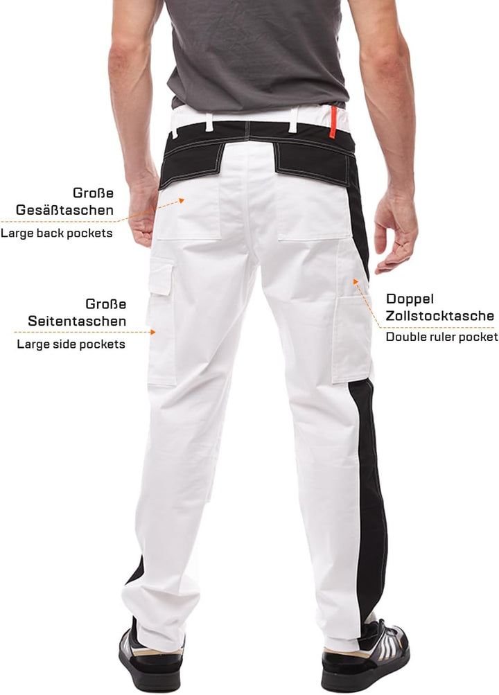 strongAnt Arbeitshose komplett Stretch Männer Berlin Pro Bundhose 42 Weiss-schwarz / Powerstretch, 4