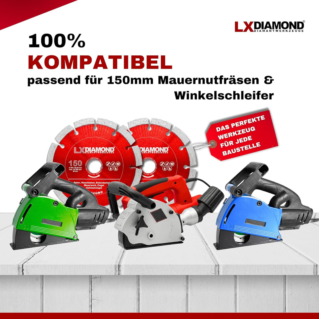 LXDIAMOND 2x Diamant-Trennscheibe 150mm x 22,23mm für Winkelschleifer Mauernutfräse Schlitzfräse - 1