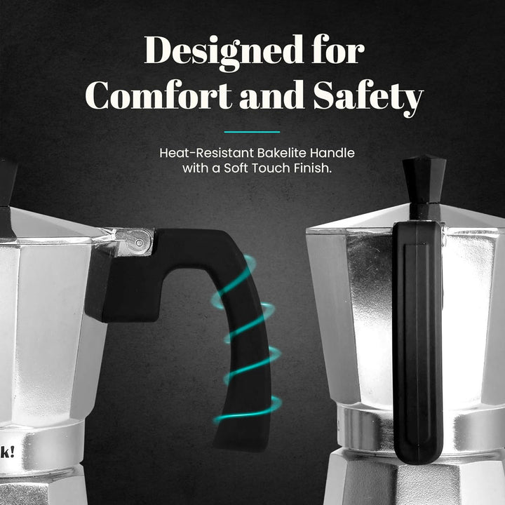 WECOOK! Paola – Espressokocher Aluminium 9 Tassen | Geeignet für Gas-, Elektro- und Glaskeramikherde