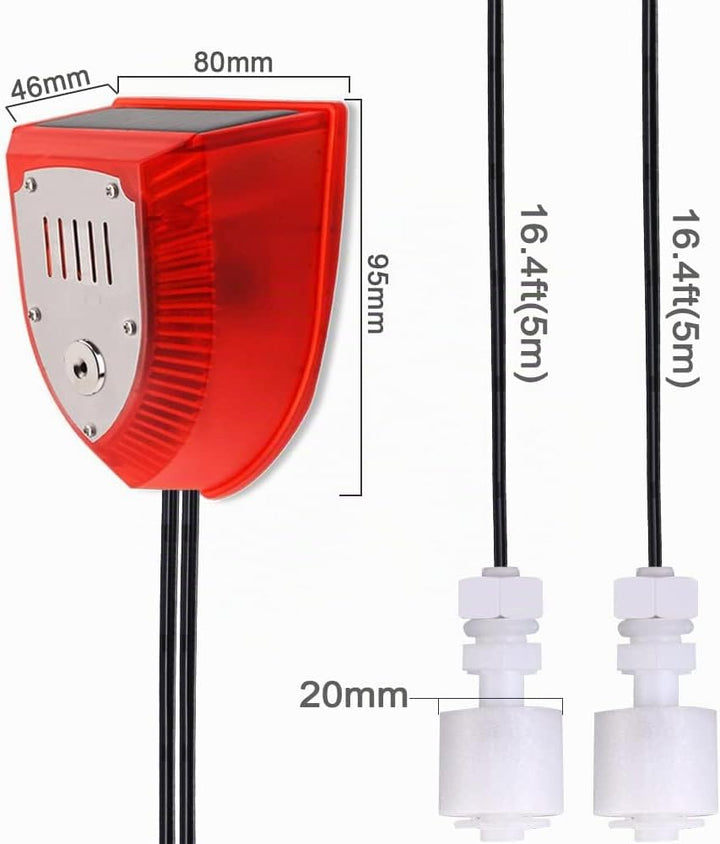 Solar-Wasserstandsalarm, Dual-Sonde Hoch-/Niedrigwasser-Sensor, 129 dB Einstellbarer Stroboskop-Alar