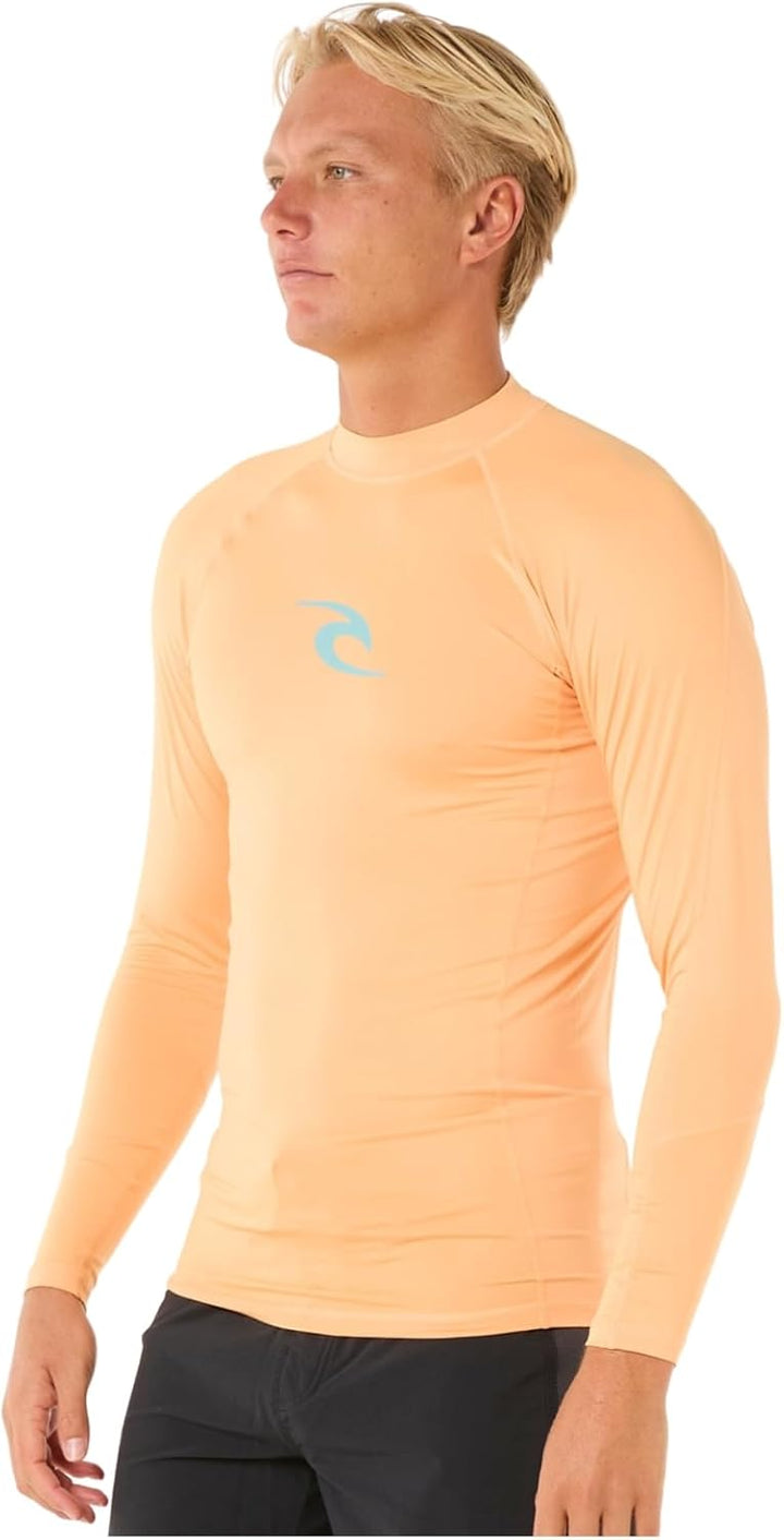 Rip Curl Herren Waves UPF 50 Performance Long Sleeve Rashguard Rash-Guard-Shirt S Mandarinenschale,