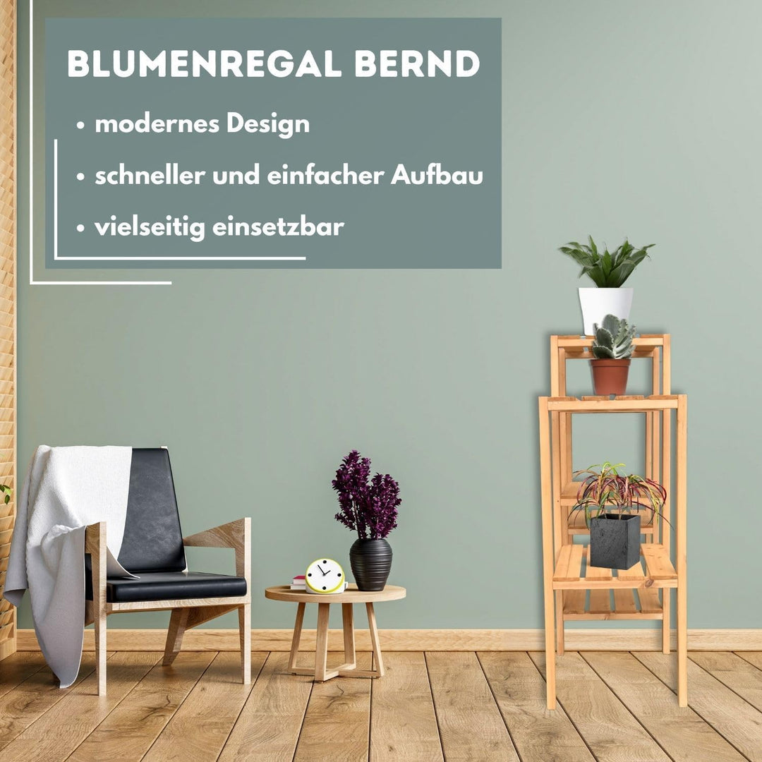 Blumenregal Bernd - Stilvolles Pflanzenregal aus Nadelholz Blumenständer mit 7 Fächern für Ihr Zuhau