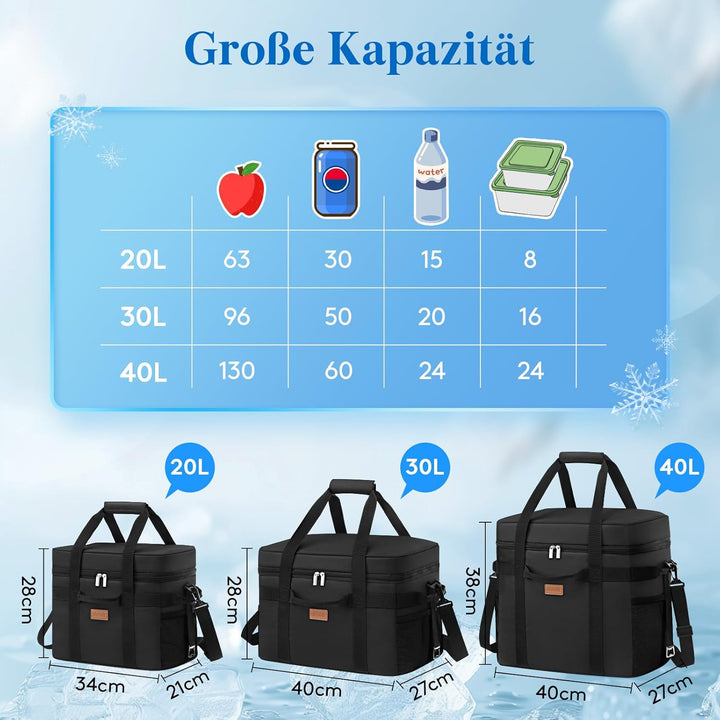 Lifewit Kühltasche 20L, Faltbar Picknicktasche für Essen & Getränke, Kühlbox Tragbare Eistasche für