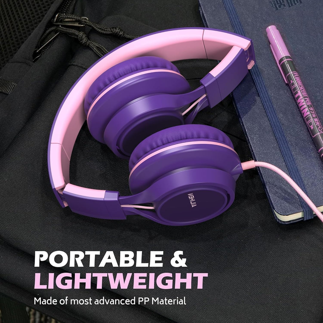 AILIHEN C8 Kopfhörer mit Kabel und Mikrofon, faltbar und verstellbar, On-Ear-Headsets, Lautstärkereg