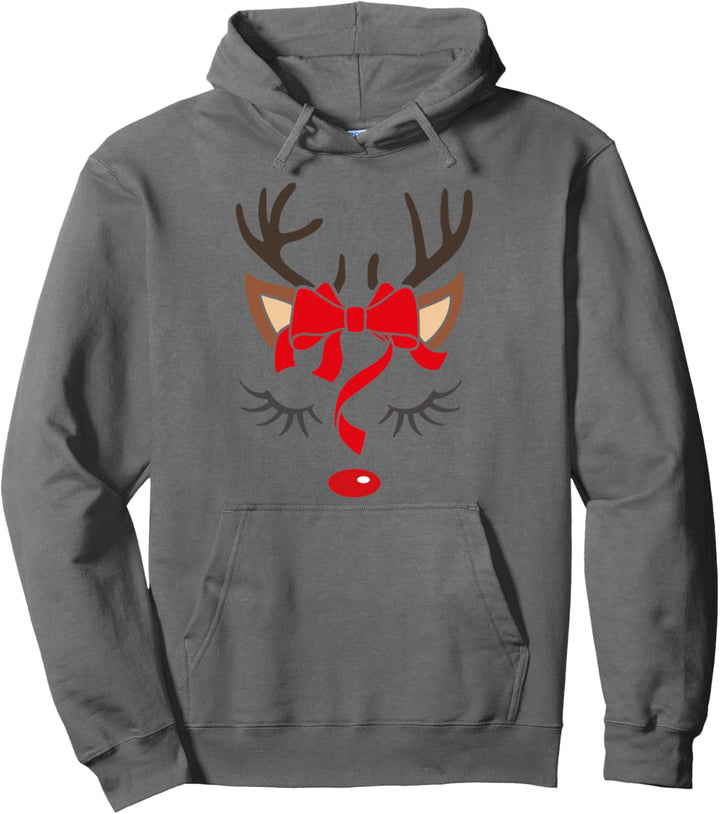 Rentier Geweih Weihnachtsoutfit Frauen Mädchen Weihnachts Pullover Hoodie