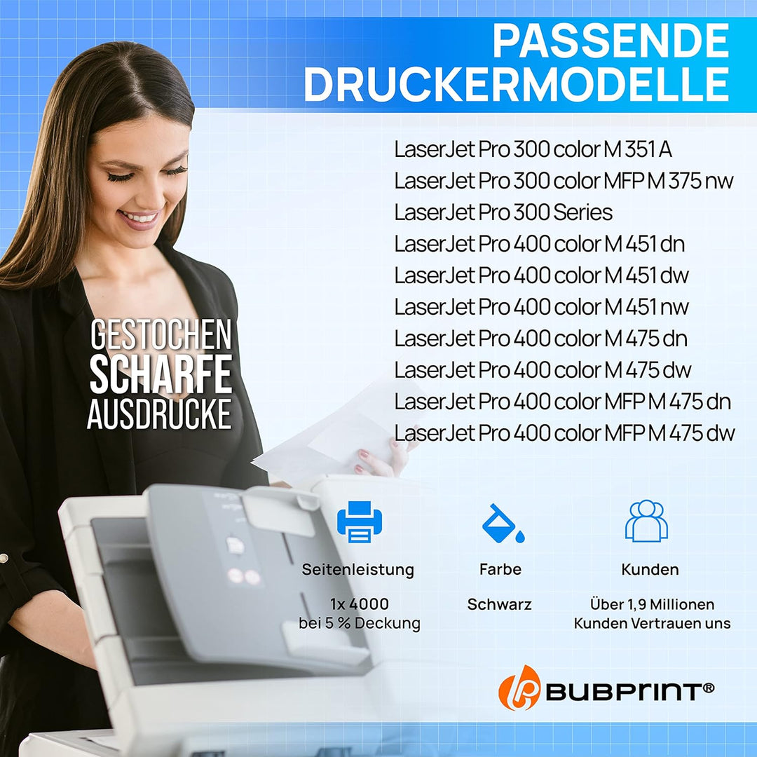 Bubprint Toner kompatibel als Ersatz für HP 305X CE410X für LaserJet Pro 400 Color M451dn M451dw M45