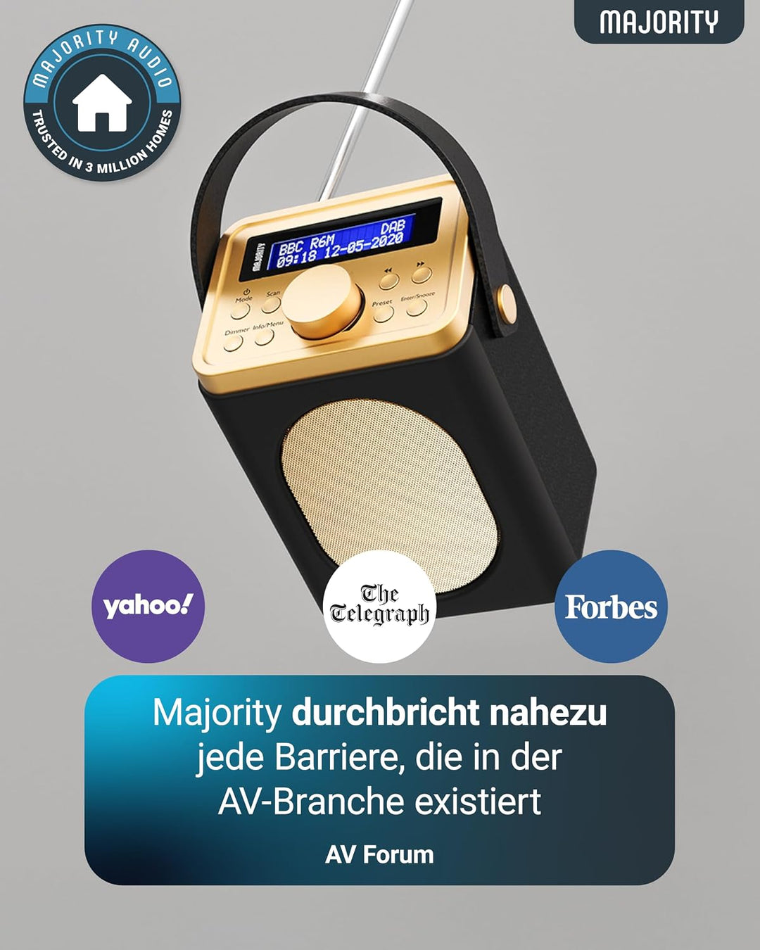 MAJORITY Little Shelford DAB Plus Radio | Küchenradio UKW mit Bluetooth | Radio Batteriebetrieben mi