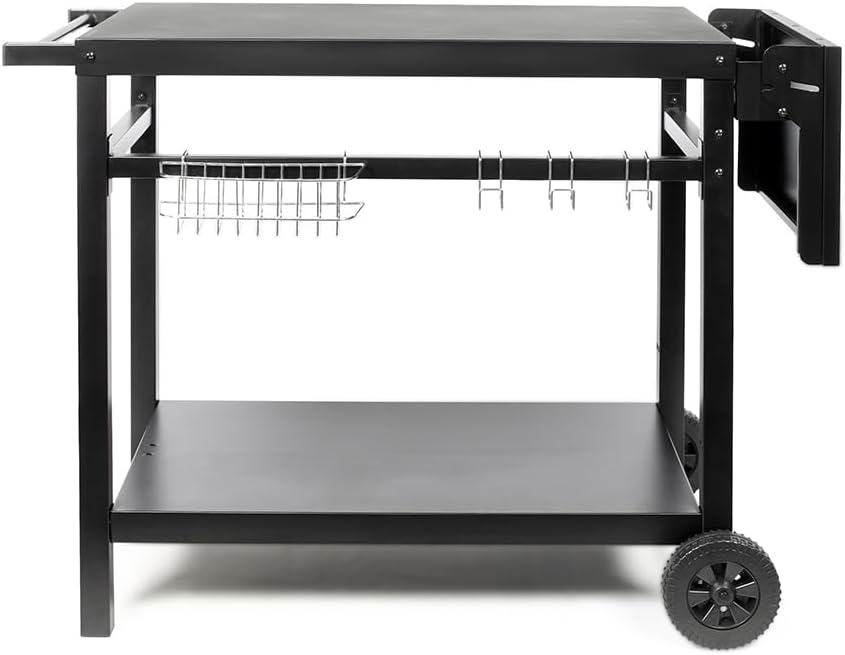 Livoo - Servierwagen für Grillplatte mit klappbarer Ablage GS170N – für 2 bis 4 Brenner, Platte 85 b