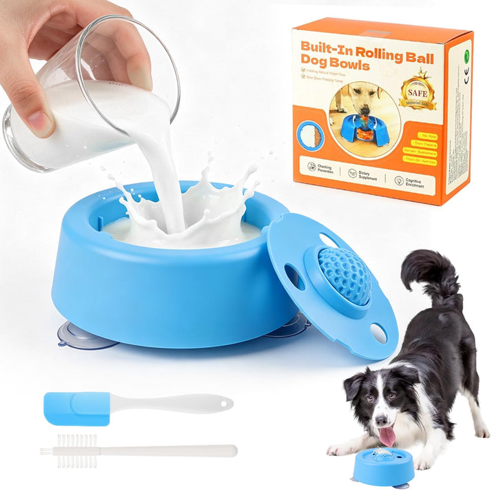 Schleckball Hunde, Lick Bowl Hund mit rollender Kugel, Nonrutsch leckball für Hunde für flüssige Lec