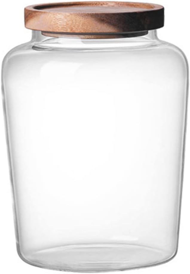 Cabilock Kornspeicher Glas Vorratsdose Vorratsgl? mit Holzdeckel Glasdose Teedose Gewürzdose Aufbewa