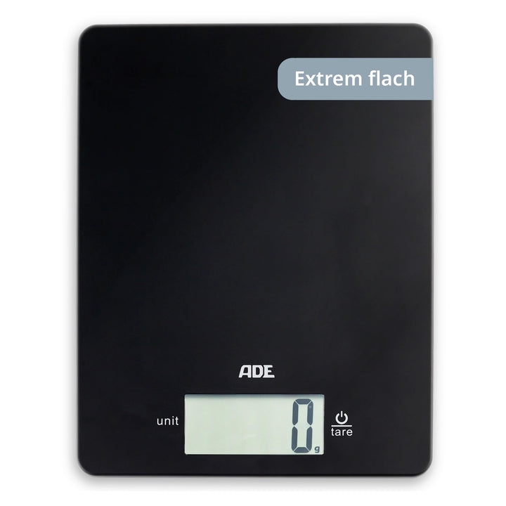 ADE Digitale Küchenwaage mit 5 kg Tragkraft | präzise Grammwaage | grosses Display | extra flacher K