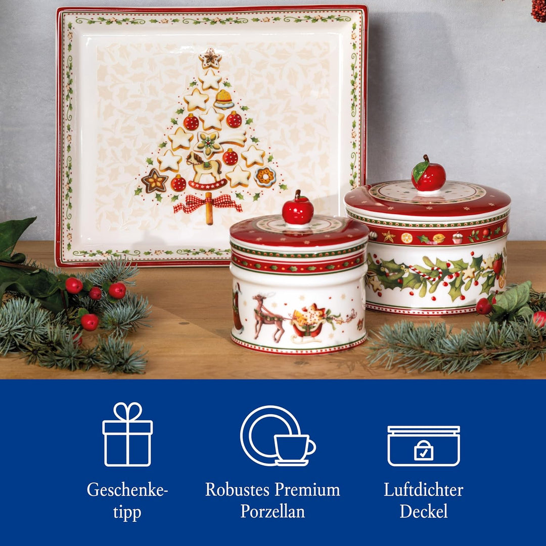 Villeroy & Boch - Winter Bakery Delight Mittelgrosse Vorratsdose, Gebäckdose Weihnachten, Keramik Ke