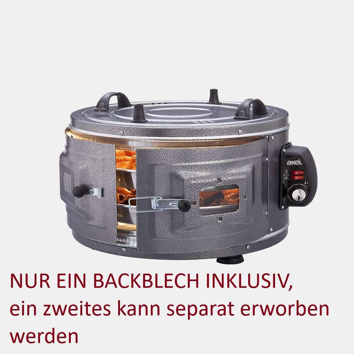 AKEL Elektro-Rundbackofen AF210 XL Mini-Backofen Pizzaofen tragbar, zweistufig