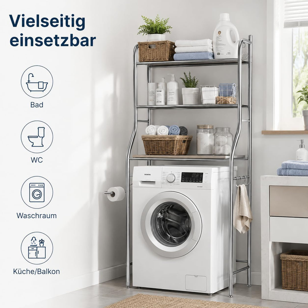 Garvee Toiletten-Regal, 3-stöckiges Badezimmerregal, mit verstellbaren Einlegeböden und Aufbewahrung