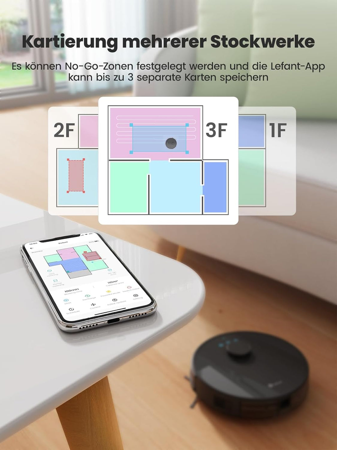 LEFANT M1B Saugroboter mit Wischfunktion, LiDAR Navigation, 5500Pa Staubsauger Roboter, Multi-Floor