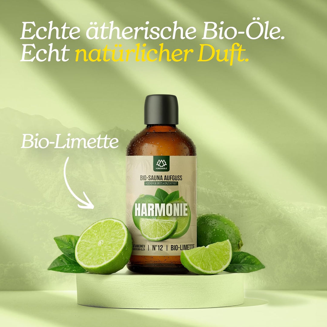 NORDHOLZ® Saunaaufguss BIO [NATURREINE ÄTHERISCHE BIO-ÖLE] Sauna Aufgussmittel 