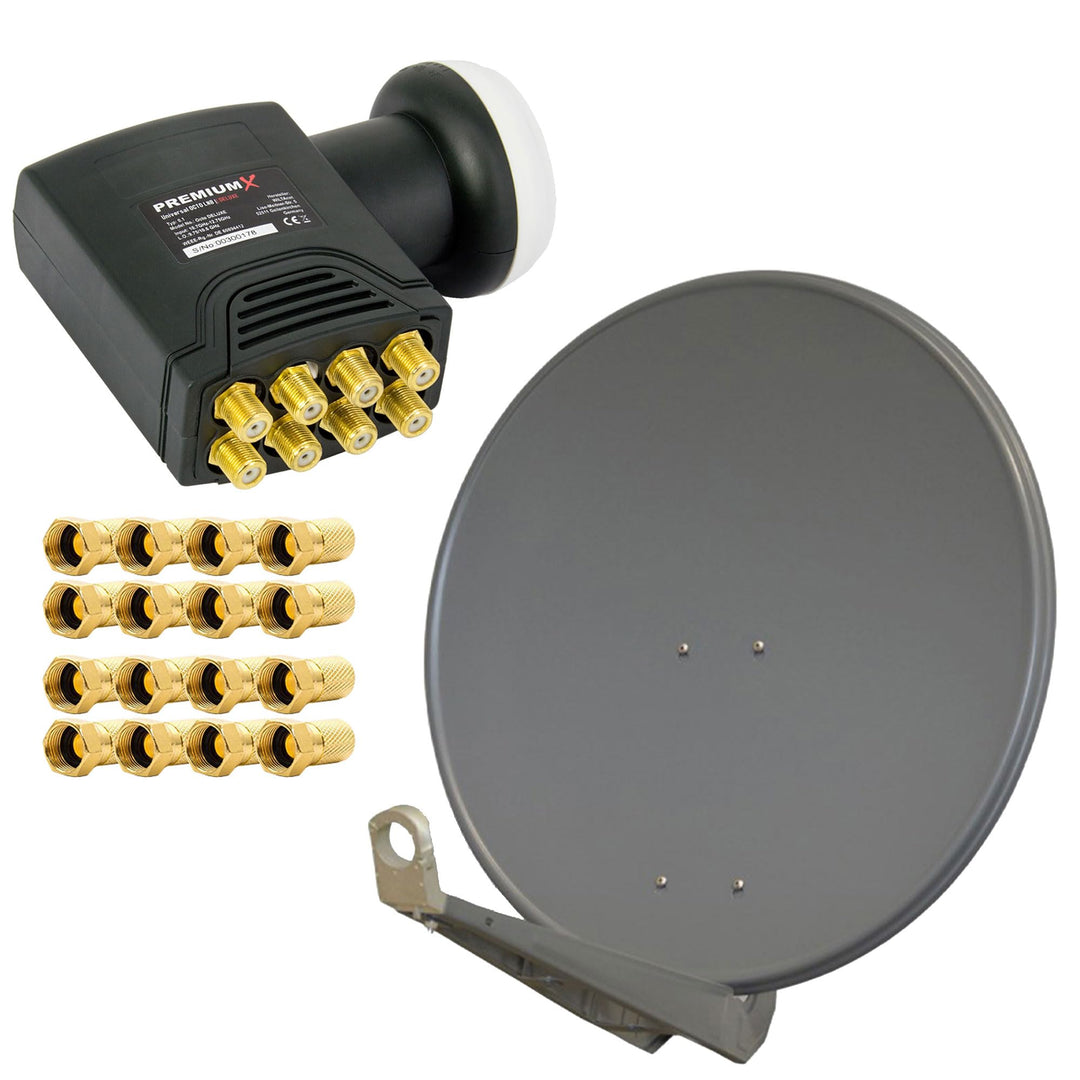 PremiumX DELUXE85 Satellitenantenne 85 cm Aluminium in Anthrazit Offset Antenne HDTV 3D 4KPremiumX D