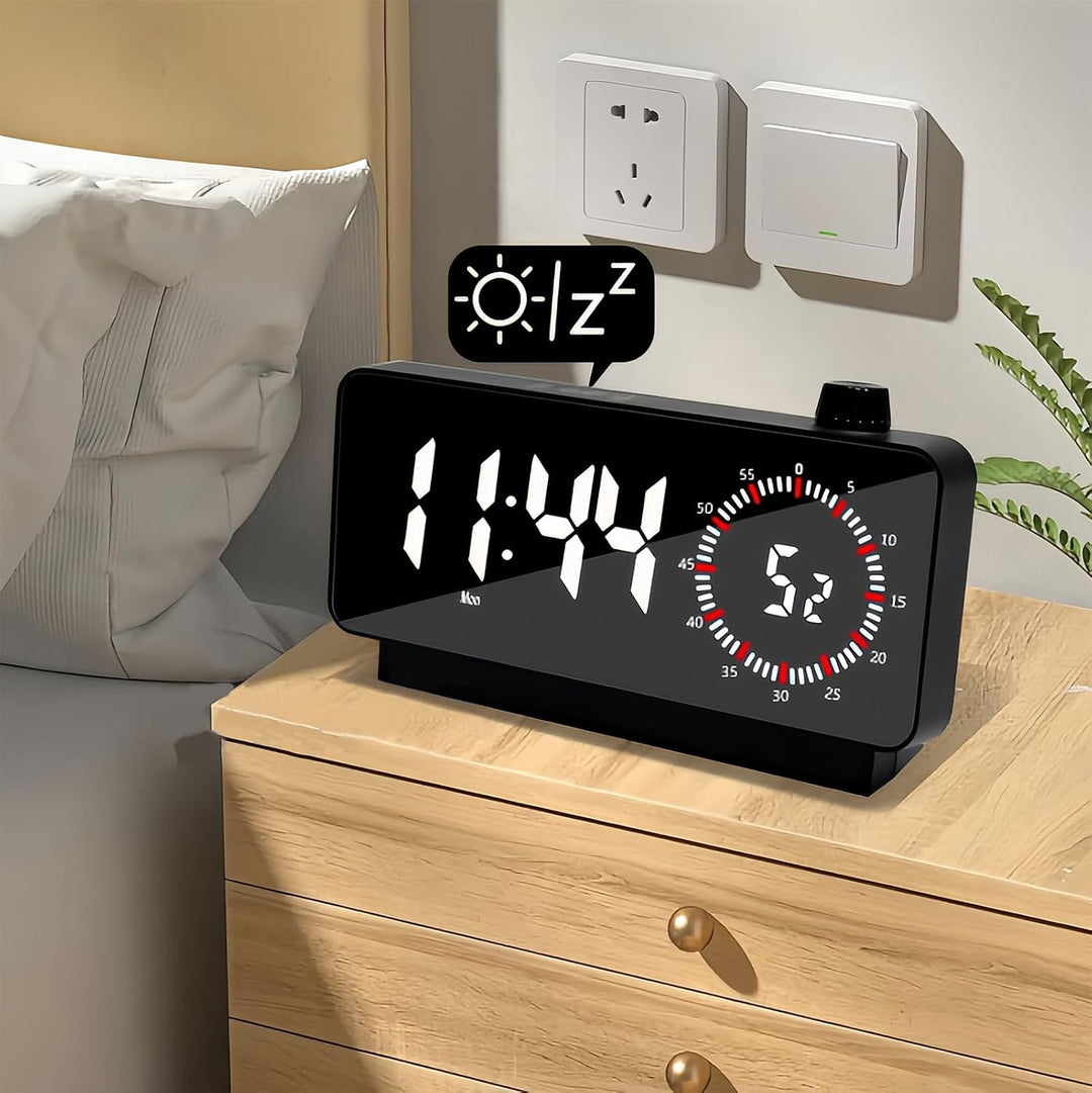 Wecker mit LED Grossdisplay Temperatur Timer Wochentag Sekundenanzeige 3 Helligkeitsstufen Snooze Fu