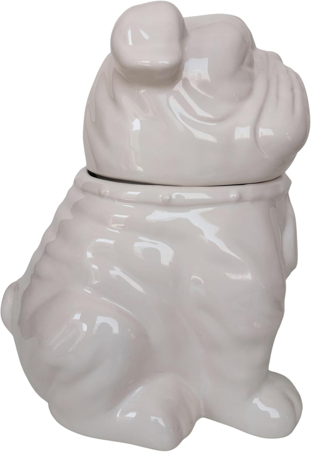 Deko Figur Keksdose Hund Englische Bulldogge weiss Keramik Old English Bulldog