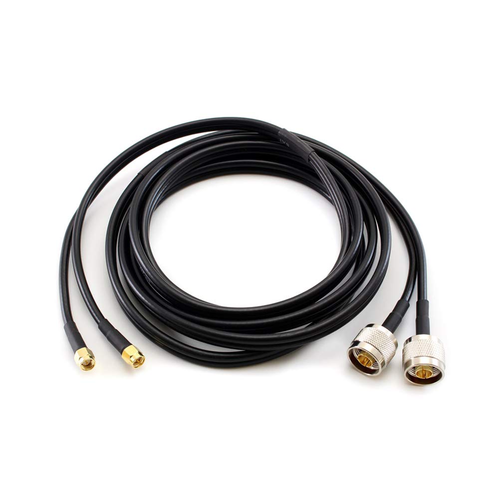 4G, LTE und 5G Koaxial- Twin Antennenkabel, N Stecker auf SMA Stecker (5m), 5m