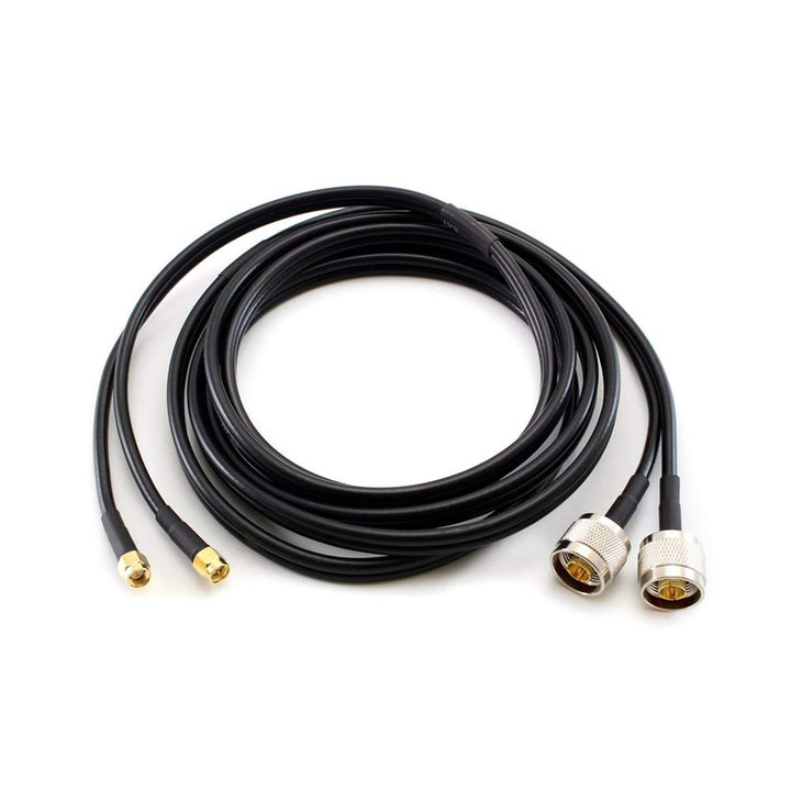 4G, LTE und 5G Koaxial- Twin Antennenkabel, N Stecker auf SMA Stecker (5m), 5m