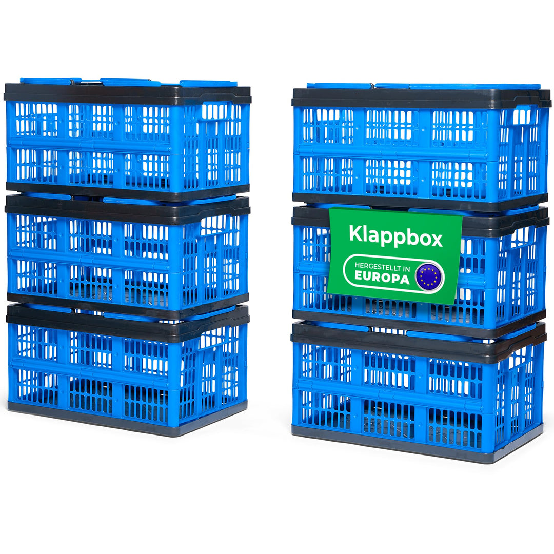 Novaliv Klappbox Blau 6er Set - 16L Faltkorb mit Henkeln - Vielseitiger Einkaufskorb - Praktische Au
