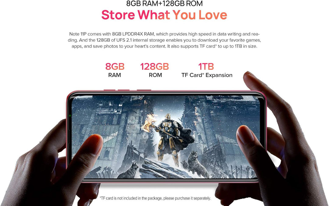 Ulefone Android 11 Smartphone ohne Vertrag, Note 11P 4G Handy, Helio P60 Octa-Core 8GB+128GB, Dual-S